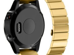 Curea ceas Smartwatch Garmin Fenix 7X / 6X / 5X Plus / 5X / 3 HR / 3, 26 mm Otel inoxidabil iUni Gol